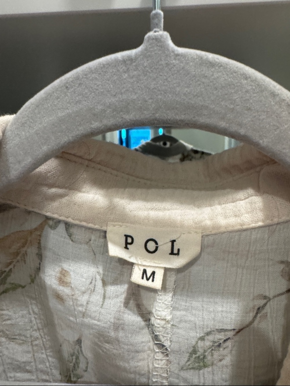 POL 100% Linen Cotton Cream Floral Button-Up Shirt Jacket - Picture 2 of 3